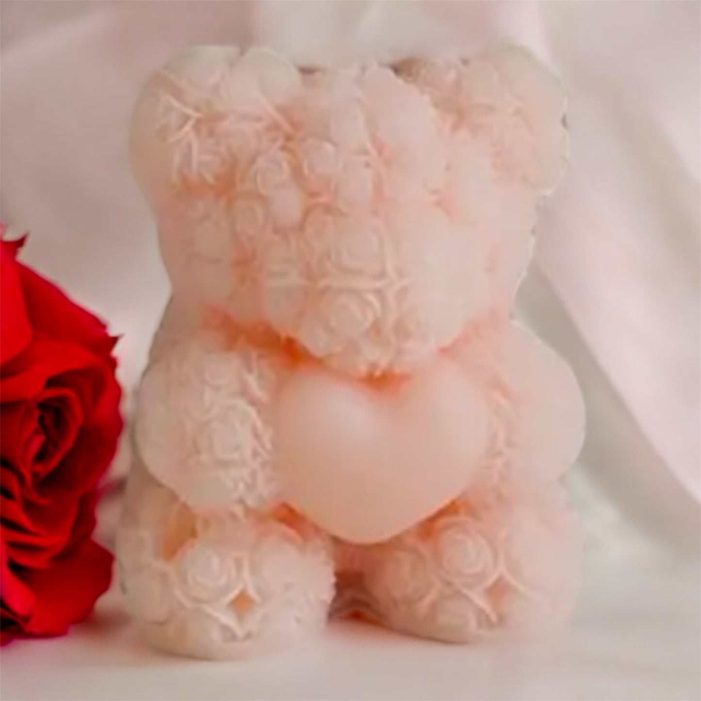 Mini Rose Teddy Scented Candle with Heart