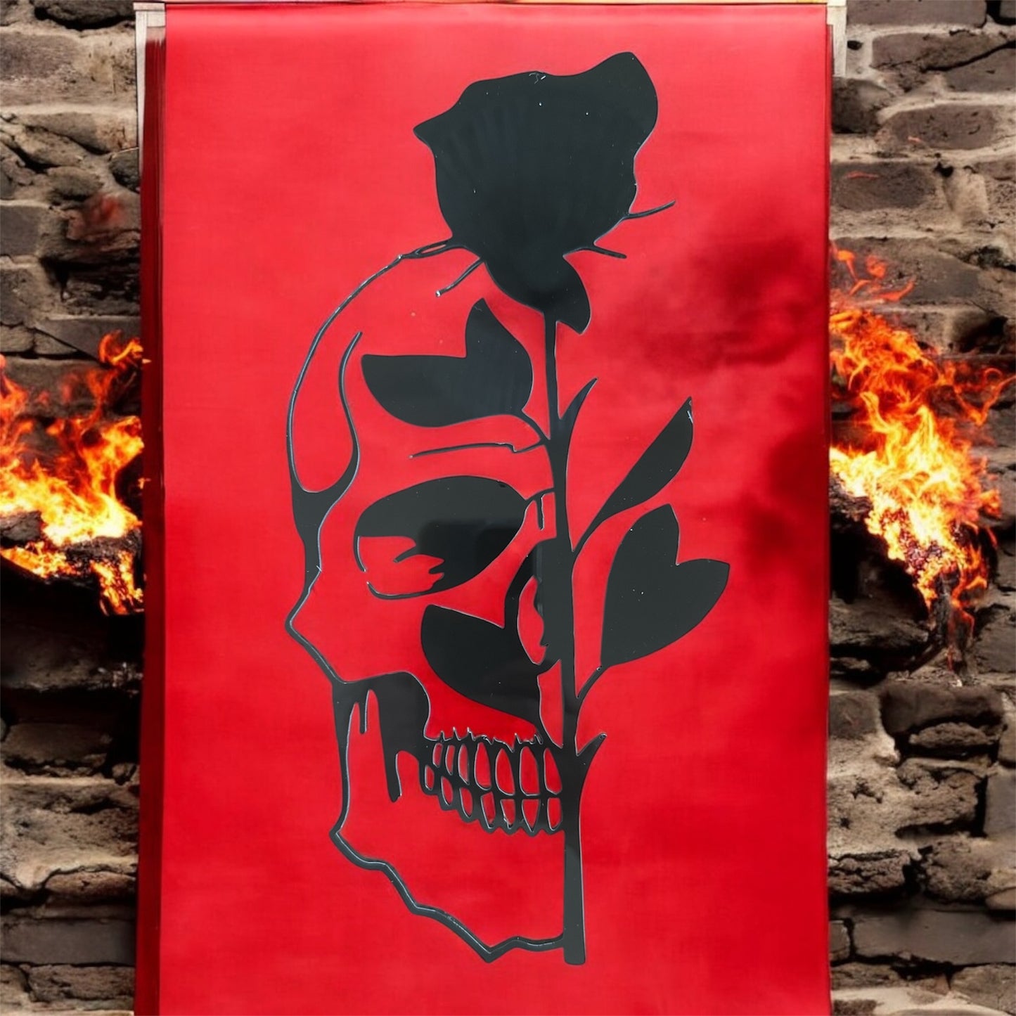 Perspex Wall Art - Skull & Rose