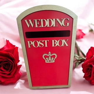 British Style Wedding Postbox - Red & Gold
